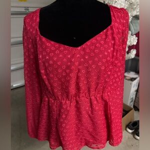 Torrid Red Heart Print Blouse